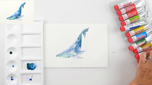 "Молчаливые акварельки". Как нарисовать кита акварелью? смотреть онлайн