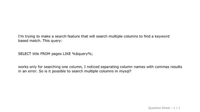 MySQL : How to search multiple columns in MySQL? смотреть онлайн