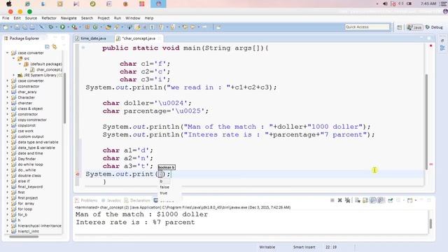 Java programming tutorial char, boolean and time-date смотреть онлайн