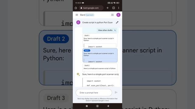 Bard Google - Script em Python Port Scanner смотреть онлайн