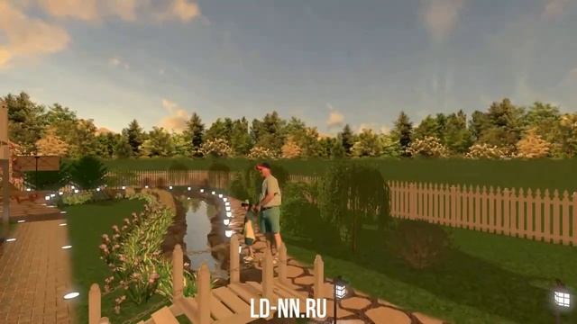 Ландшафтный дизайн - 3D моделирование участка - прогулка по саду смотреть онлайн