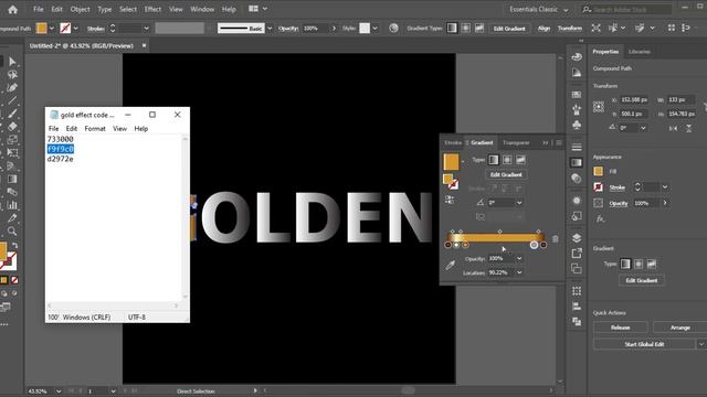 Golden Gradient Text Effects In Adobe Illustrator Illustrator Tutorial смотреть онлайн