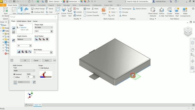 Autodesk Inventor 2023 Sheet metal Tutorial Face, Flange & Vent смотреть онлайн