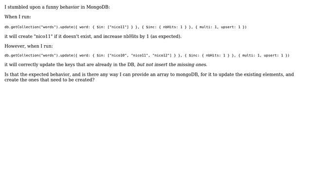 Mongodb: upsert multiple documents at the same time (with key like $in) смотреть онлайн