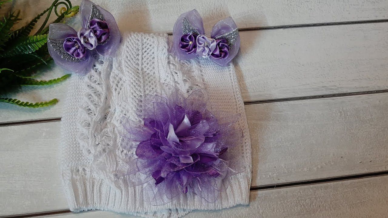 МК. Часть 2. Необычное оформления летней шапочки лентами своими руками.