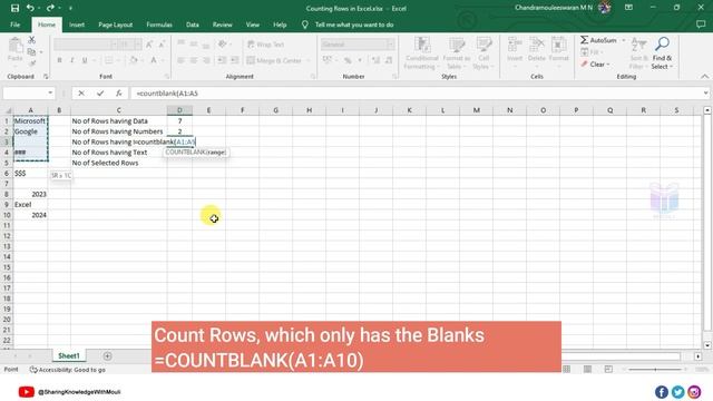 Excel Row Counting: How to Count Text, Numerical, Blank and Data Rows Using Functions смотреть онлайн