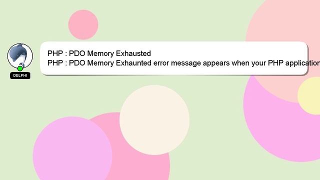 PHP : PDO Memory Exhausted смотреть онлайн