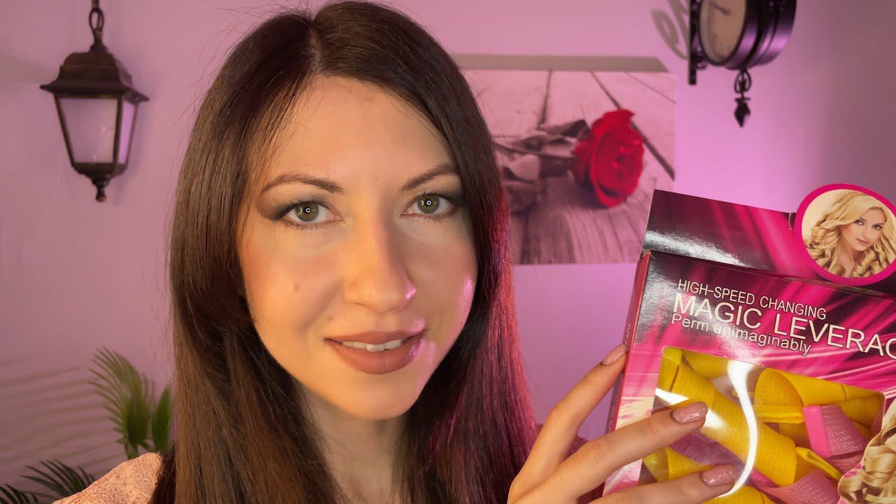 АСМР Укладка волос на бигуди близкий шепот ASMR Hairstyle смотреть онлайн