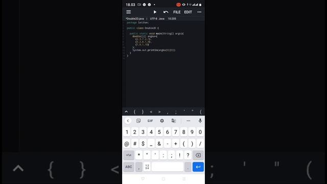 d. membuat array 2D bertipe double di java. смотреть онлайн