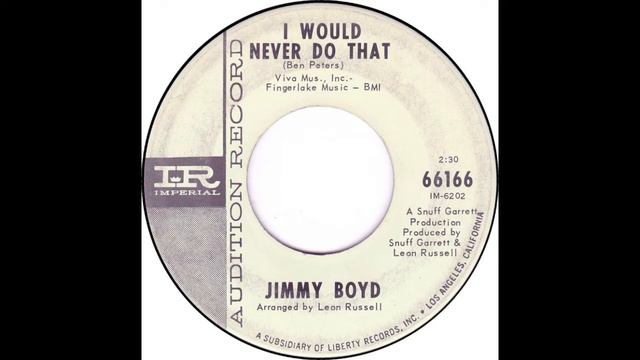 Jimmy Boyd - I Would Never Do That (1966) смотреть онлайн