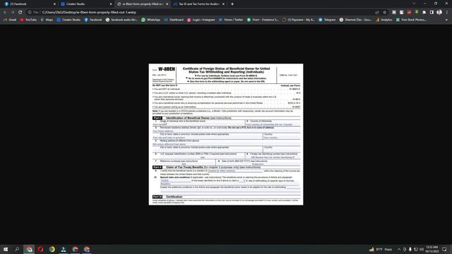 W8-BEN Form Fill and Sign Facebook | How to fill out Tax Form for Facebook Payouts in Bangla | смотреть онлайн