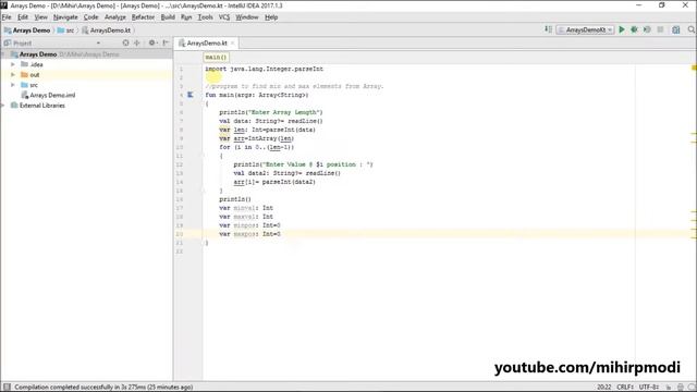 #91 Kotlin Tutorial | find min and max elememts from array смотреть онлайн