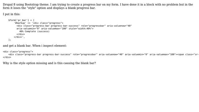 Drupal: Bootstrap progress bar missing style option смотреть онлайн