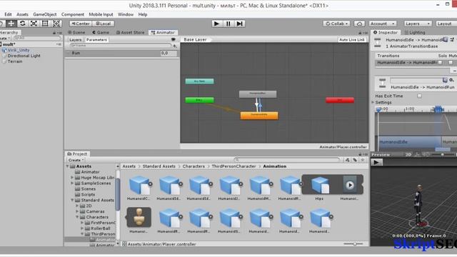 Unity 2018 Урок №4 Анимация персонажа смотреть онлайн