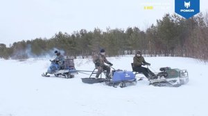 Снегоход против двух мотобуксировщиков! Кто кого?!))