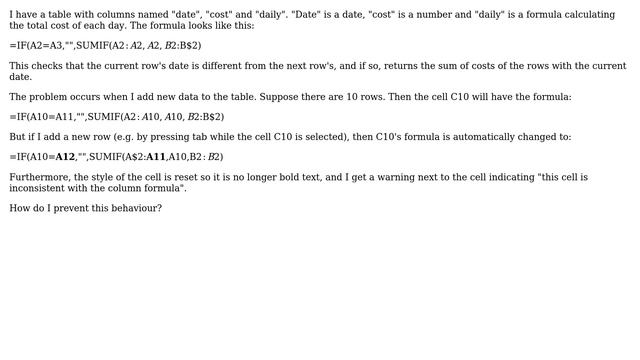 Prevent Excel from changing formula of last row of table when adding a new row смотреть онлайн
