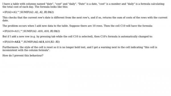 Prevent Excel from changing formula of last row of table when adding a new row