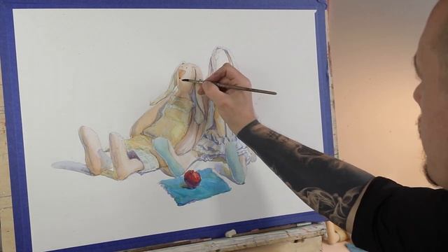 Живопись. Зайцы Тильда. Этап 4. Второй и последующие слои. смотреть онлайн