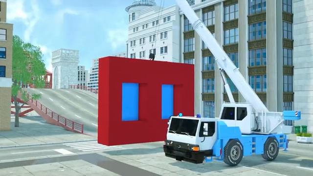 School Bus, Crane and Excavator Assemble a School From Eggs - cartoon car смотреть онлайн