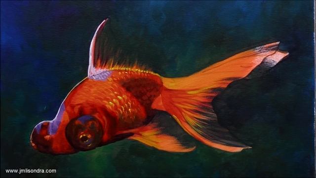How to Paint a Goldfish in Acrylics / Time-lapse / JMLisondra смотреть онлайн