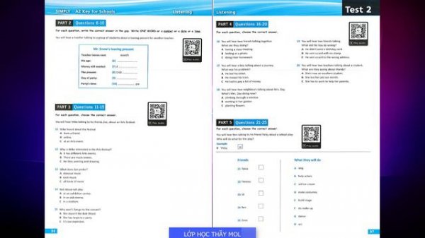 KET Listening 2020 TEST 2 - A2 Key for Schools 8 Practice Tests SIMPLY with ANSWER KEY