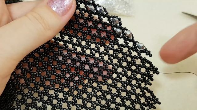 Necklace/Beaded Necklace/Beaded Black Necklace/Колье из бисера/Колье из бусин и бисера/Как сделать/