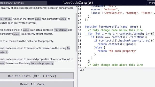 Lesson 104 | Basic JavaScript | Profile Lookup смотреть онлайн