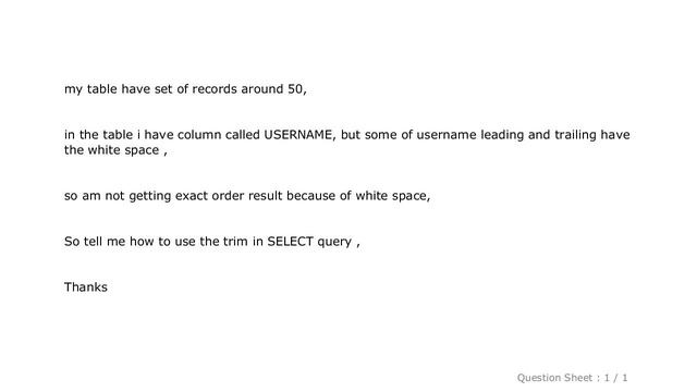 MySQL : MYSQL How to use trim in select query смотреть онлайн