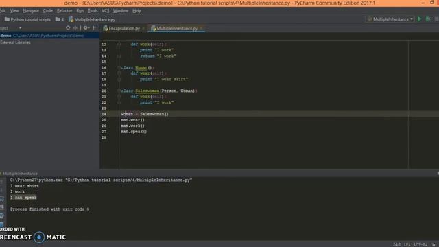 V11 Multiple Inheritance and encapsulation in Python смотреть онлайн