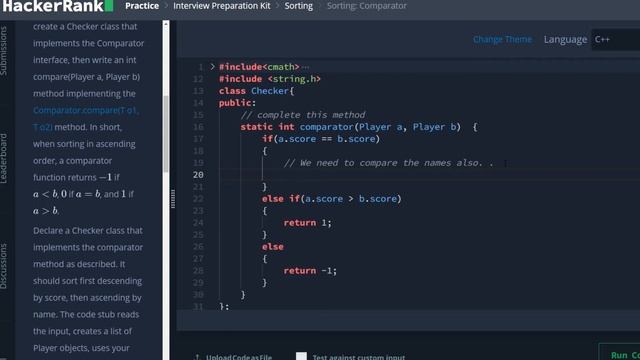 HackerRank Interview Prep - Problem 17: Sorting:Comparator смотреть онлайн