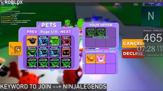 Roblox | Ninja Legends Immortal Pet Giveaway!!!! - KEYWORD: NINJALEGENDS смотреть онлайн