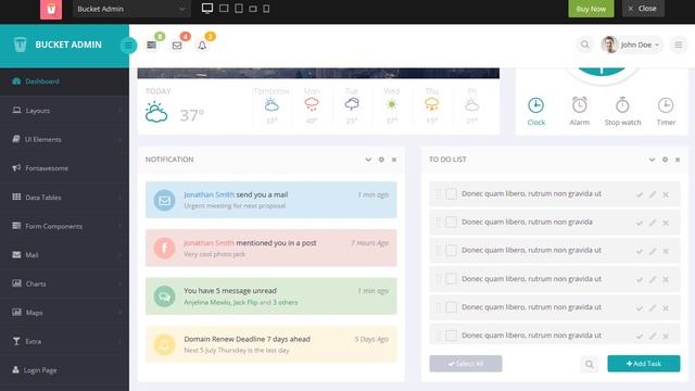 Bucket Admin Bootstrap 3 Responsive Flat Dashboard смотреть онлайн
