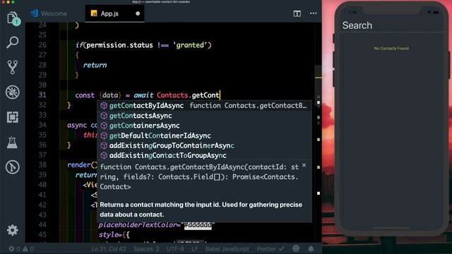 Searchable Contact List In React Native | Expo смотреть онлайн