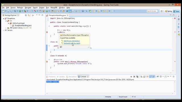 Exception in Inheritance - Java смотреть онлайн