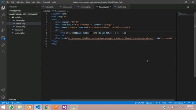 Email Verification - Part 1/5: Login & Registration Form Design using Bootstrap & File Setup in PHP смотреть онлайн