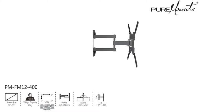 PureMounts PM-FM12-400 Wandhalterung für TV & Monitor - Spezifikationen und Funktionen смотреть онлайн