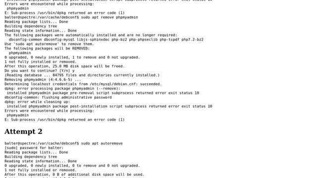 Ubuntu: Can't remove PHPMyAdmin. Ubuntu 18.04. Usual not working смотреть онлайн