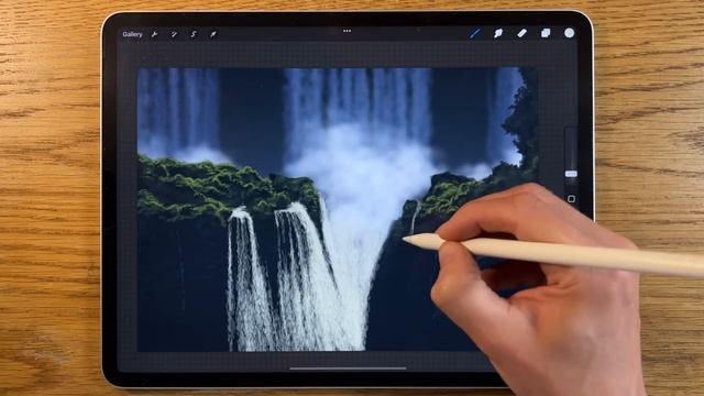 IPAD PAINTING MADE EASY - Waterfall landscape tutorial in Procreate смотреть онлайн