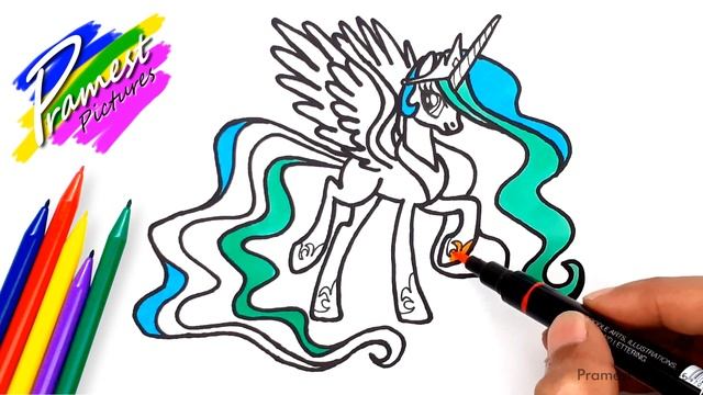 Putri Celestia #2 | Cara Menggambar dan Mewarnai Gambar Kuda Poni untuk Anak смотреть онлайн