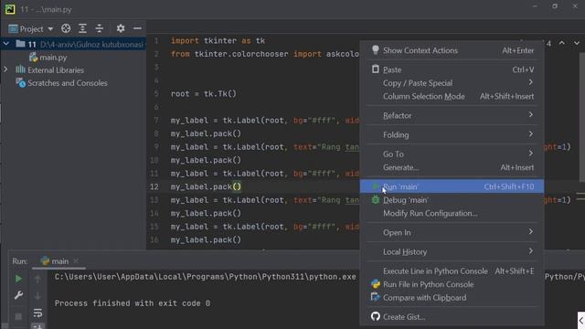 Python tkinter kutubxonasi 10-dars | Shaxsiy color picker yasash смотреть онлайн