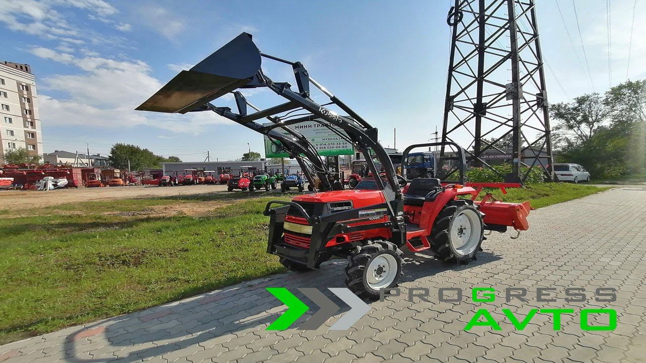 Трактор с фронтальным погрузчиком Kubota GT-3 японский минитрактор с куном с ПСМ б/у кубота смотреть онлайн