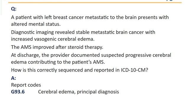 Coding Clinic: Vasogenic Cerebral Edema and Breast Cancer with Brain Metastases смотреть онлайн