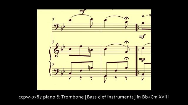 0787 piano & Trombone [Bass clef instruments] in Bb+Cm XVIII смотреть онлайн