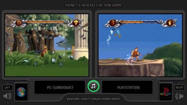 Disney's Hercules (Pc vs Playstation) Side by Side Comparison (Hercules Action Game)