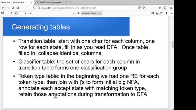 Introduction to table driven scanners/tokenizers смотреть онлайн