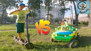 Машина или Самокат - Диана и Даня узнаю кто быстрее? Манкиту