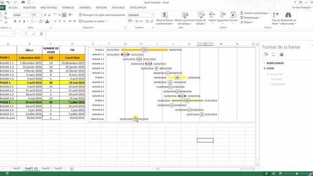 Insérer une ligne représentant la date du jour sur un graphique de Gantt Excel смотреть онлайн