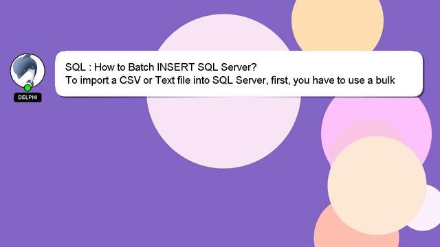 SQL : How to Batch INSERT SQL Server? смотреть онлайн