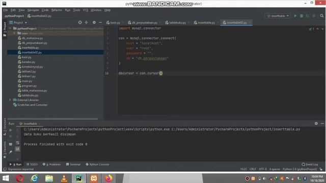 2|CRUD database mysql menggunakan bahasa python|bag.insert data #python #pycharm смотреть онлайн