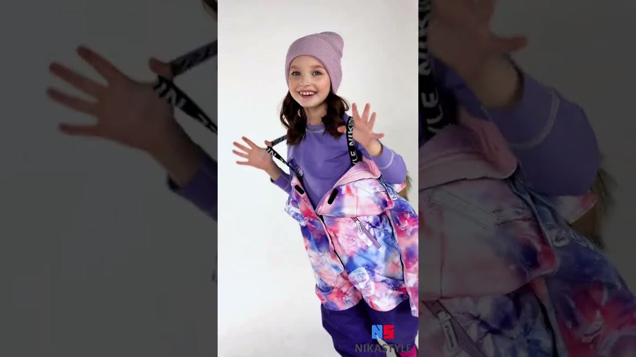 NikaStyle, зимний комбинезон 8з1023 персиковый/черничный смотреть онлайн